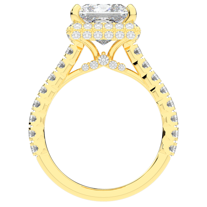 3.90CT.TW PRINCESS LAB DIAMOND HALO ENGAGEMENT RING - Nazarelle