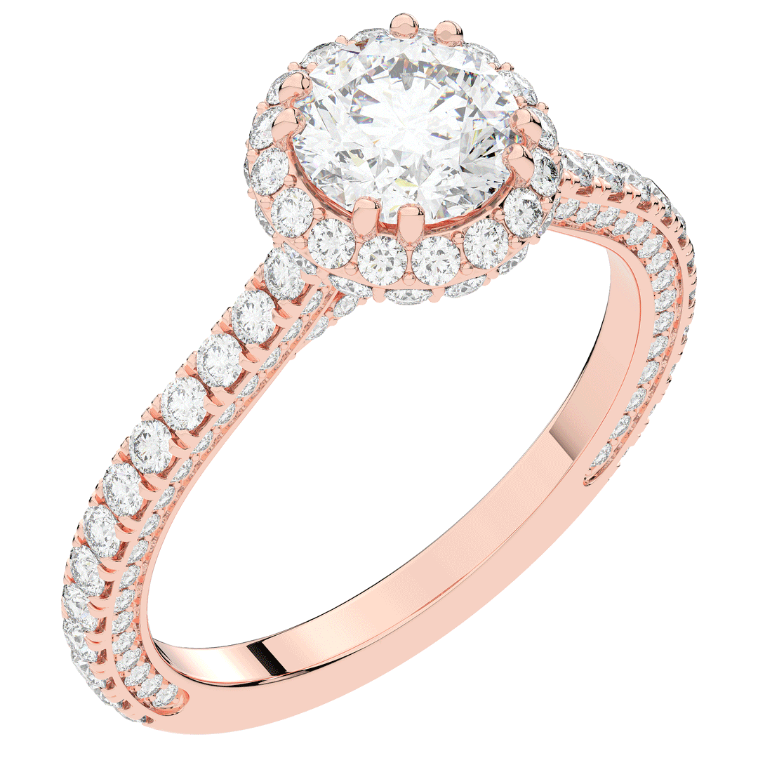 1.90CT.TW ROUND LAB DIAMOND HALO ENGAGEMENT RING - Nazarelle