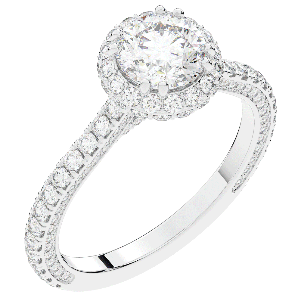 1.90CT.TW ROUND LAB DIAMOND HALO ENGAGEMENT RING - Nazarelle