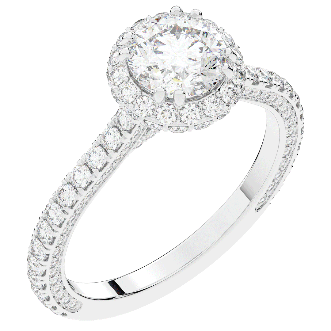 1.90CT.TW ROUND LAB DIAMOND HALO ENGAGEMENT RING - Nazarelle
