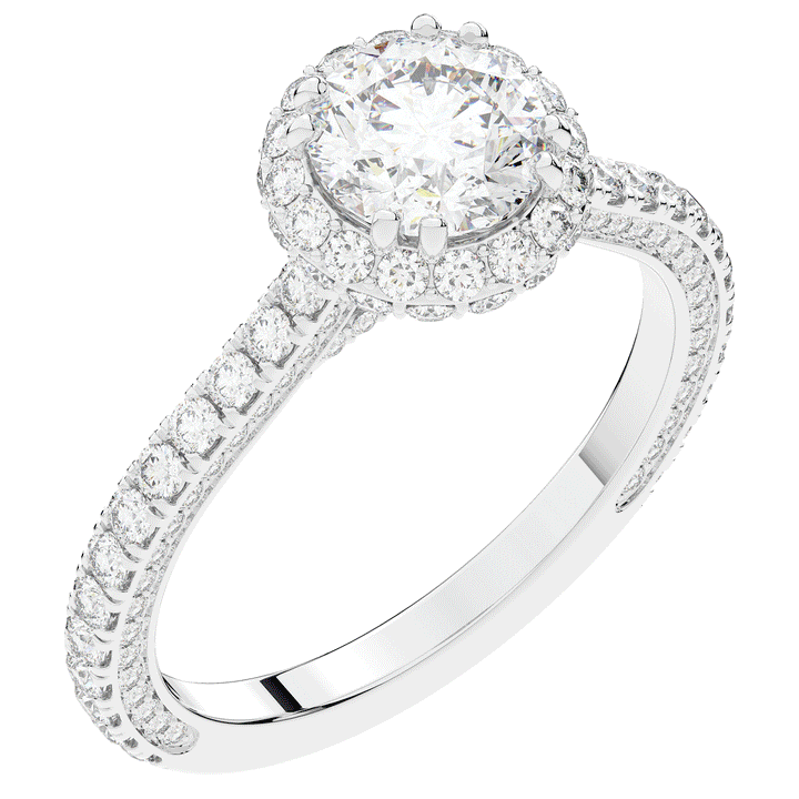 1.90CT.TW ROUND LAB DIAMOND HALO ENGAGEMENT RING - Nazarelle
