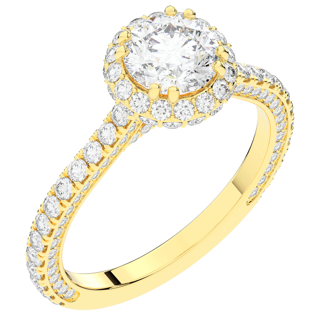1.90CT.TW ROUND LAB DIAMOND HALO ENGAGEMENT RING - Nazarelle
