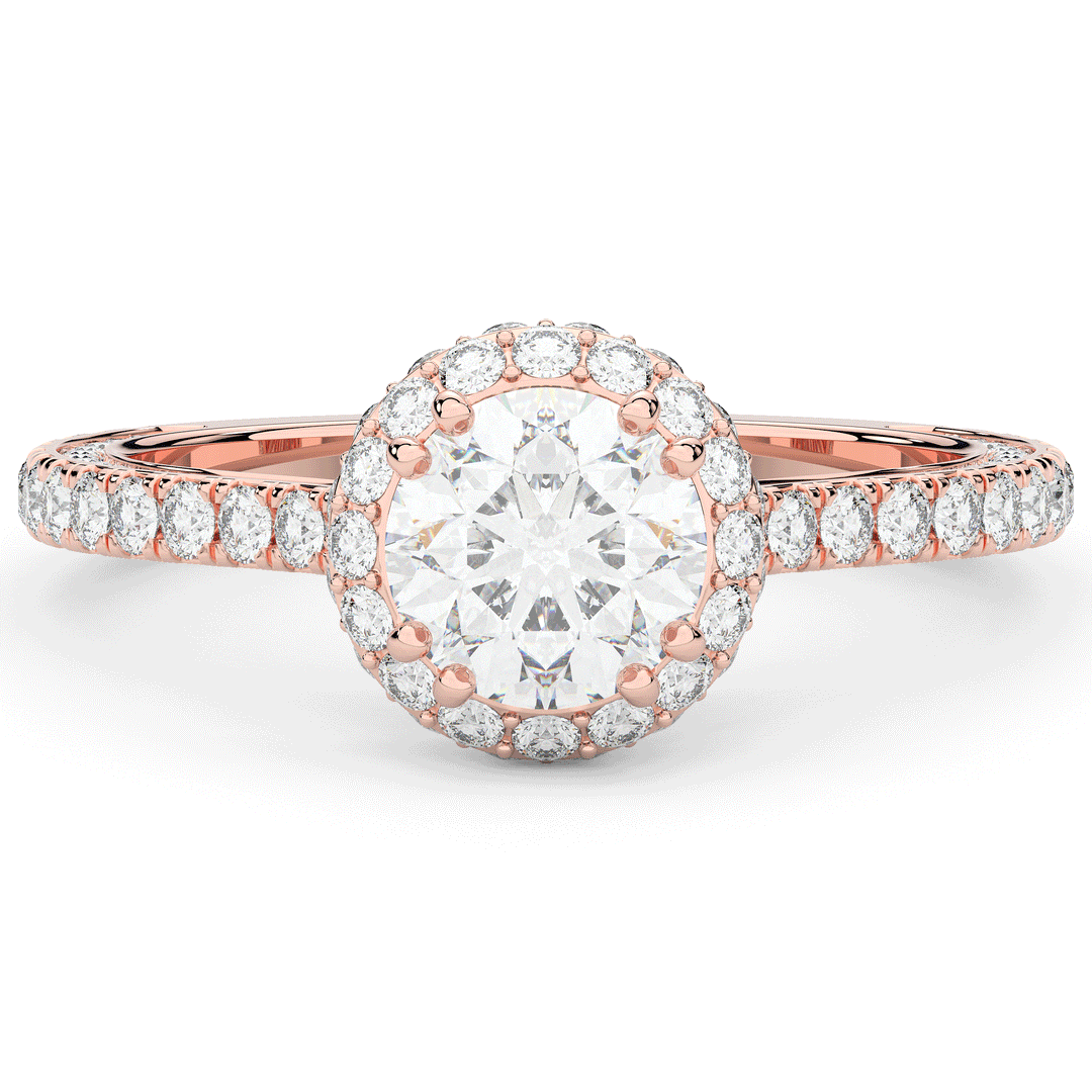1.90CT.TW ROUND LAB DIAMOND HALO ENGAGEMENT RING - Nazarelle