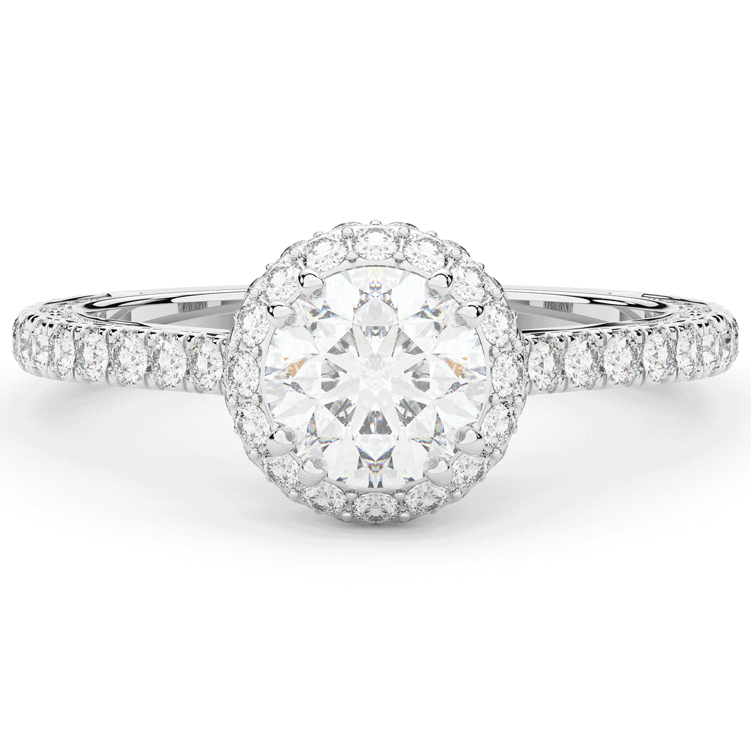 1.90CT.TW ROUND LAB DIAMOND HALO ENGAGEMENT RING - Nazarelle