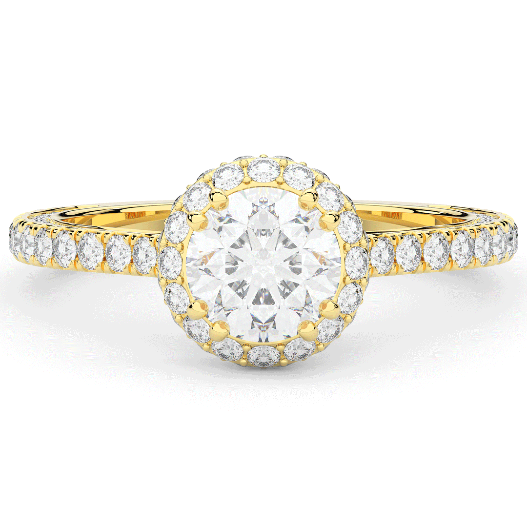 1.90CT.TW ROUND LAB DIAMOND HALO ENGAGEMENT RING - Nazarelle