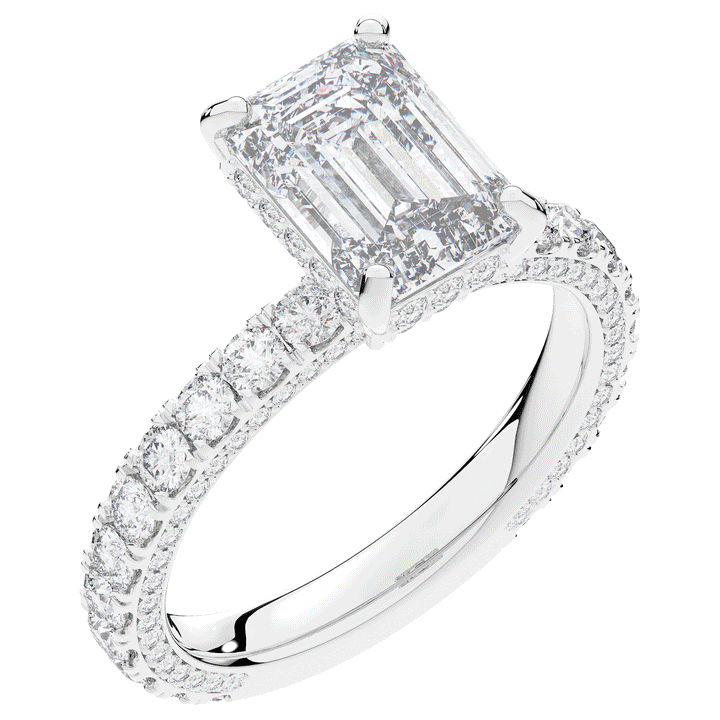 3.00CT.TW EMERALD CUT LAB DIAMOND ENGAGEMENT RING - Nazarelle