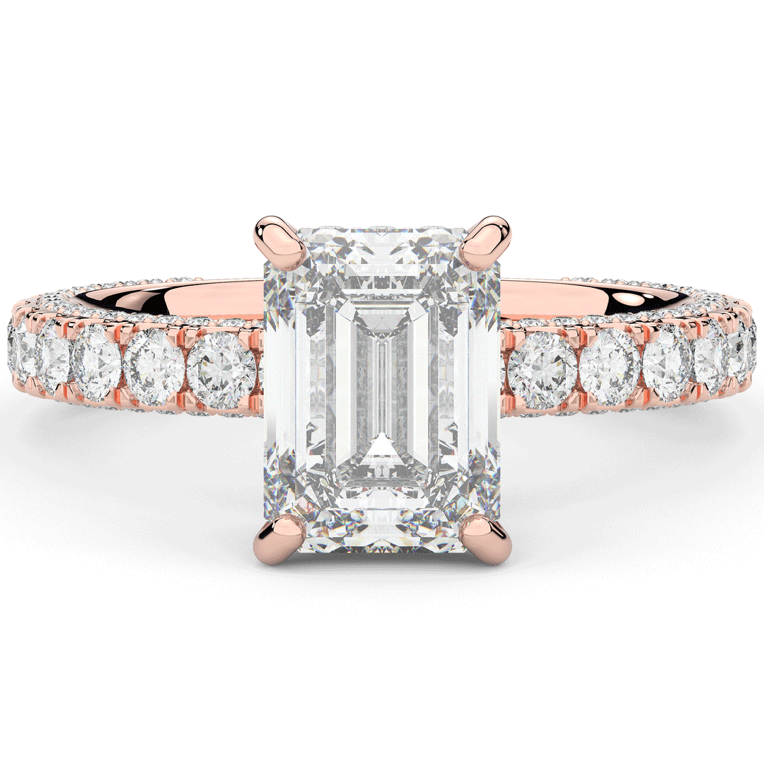 3.00CT.TW EMERALD CUT LAB DIAMOND ENGAGEMENT RING - Nazarelle