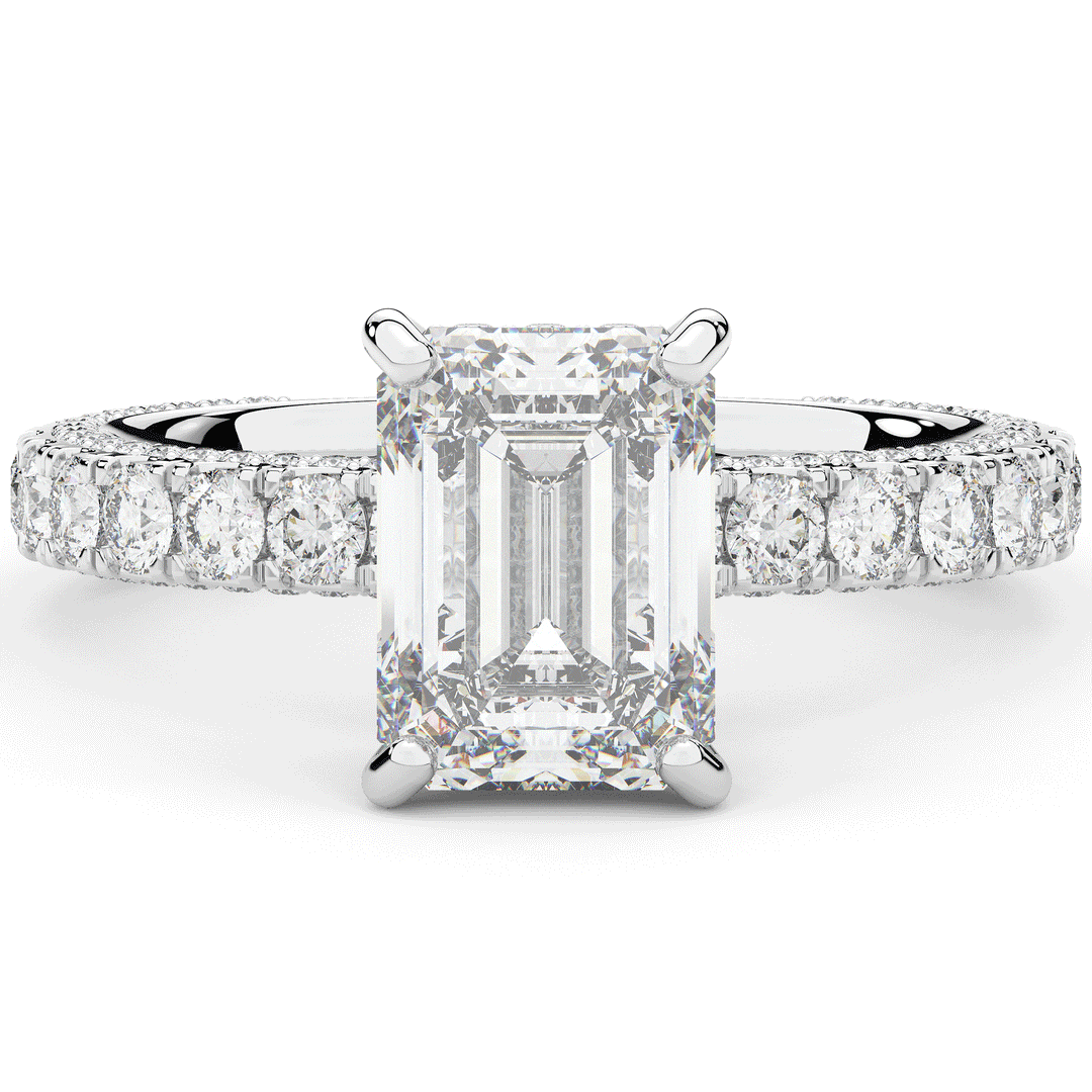 3.00CT.TW EMERALD CUT LAB DIAMOND ENGAGEMENT RING - Nazarelle