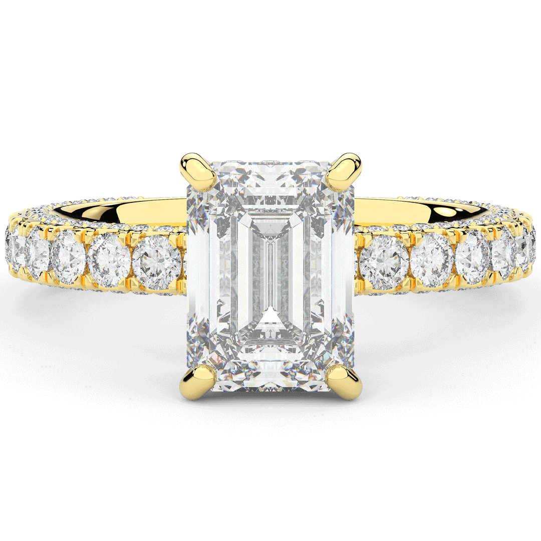 3.00CT.TW EMERALD CUT LAB DIAMOND ENGAGEMENT RING - Nazarelle