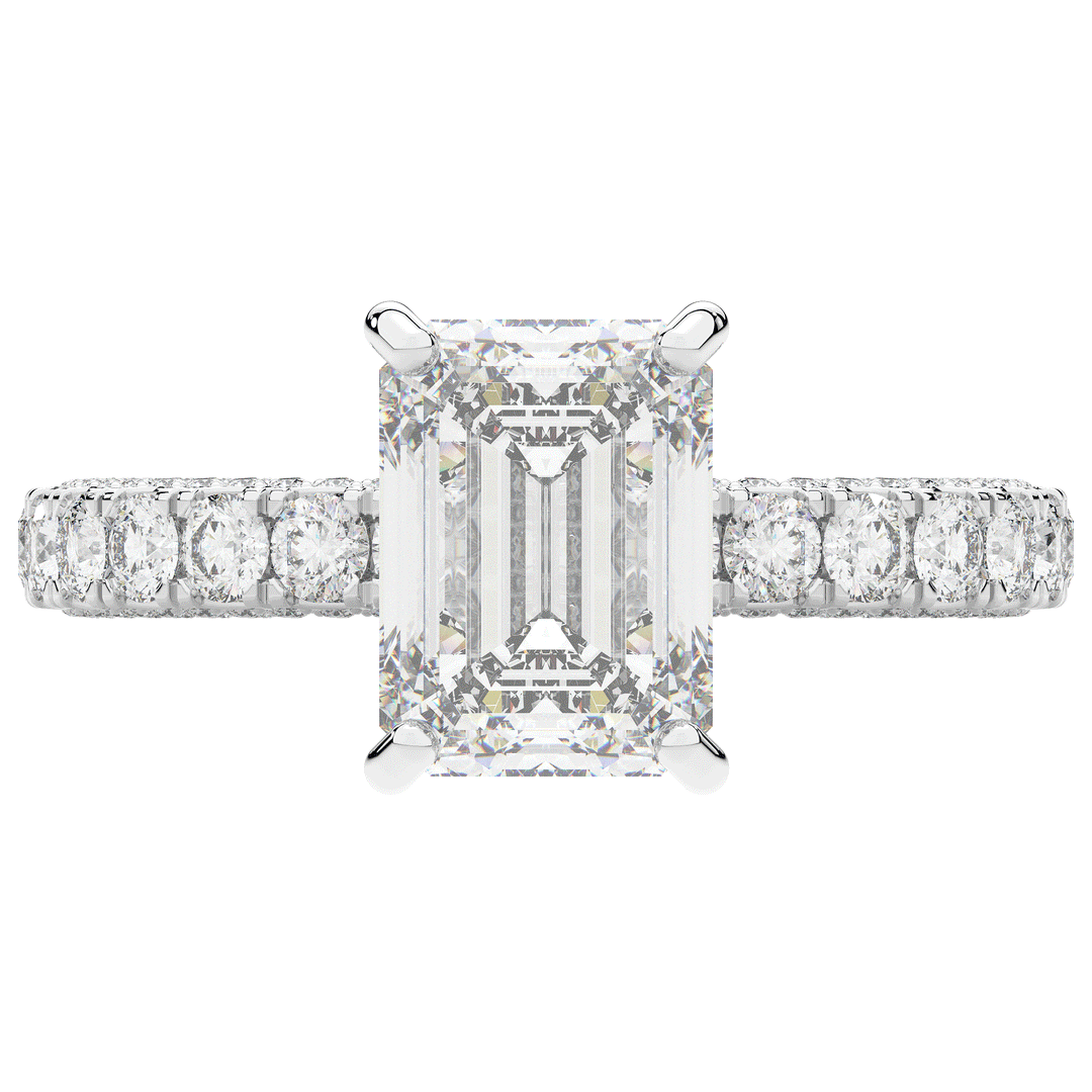 3.00CT.TW EMERALD CUT LAB DIAMOND ENGAGEMENT RING - Nazarelle