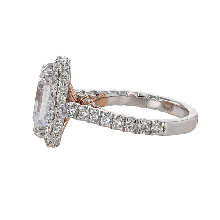 White & Rose Gold Double Halo Diamond Ring