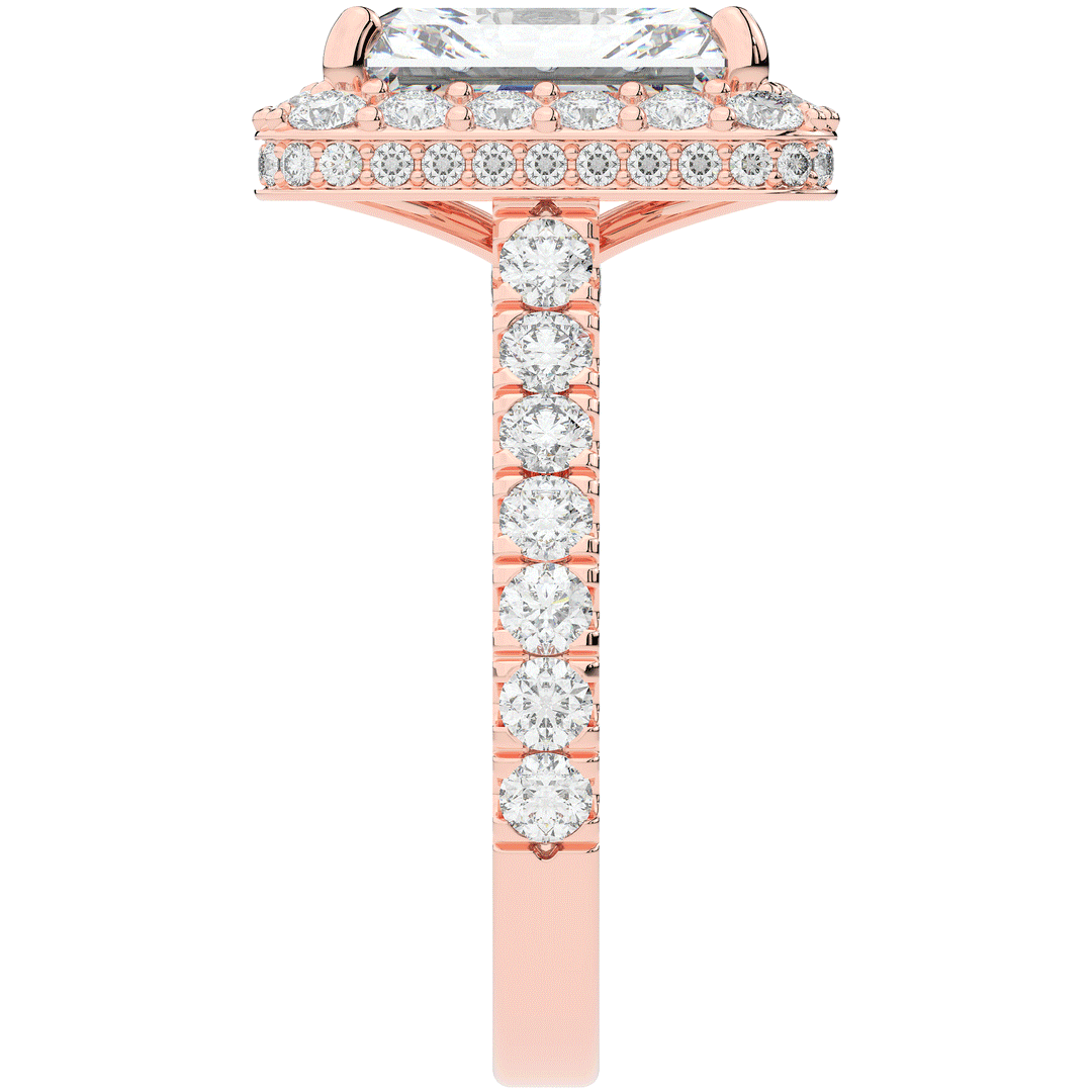 4.50CT.TW RADIANT LAB DIAMOND HALO ENGAGEMENT RING - Nazarelle