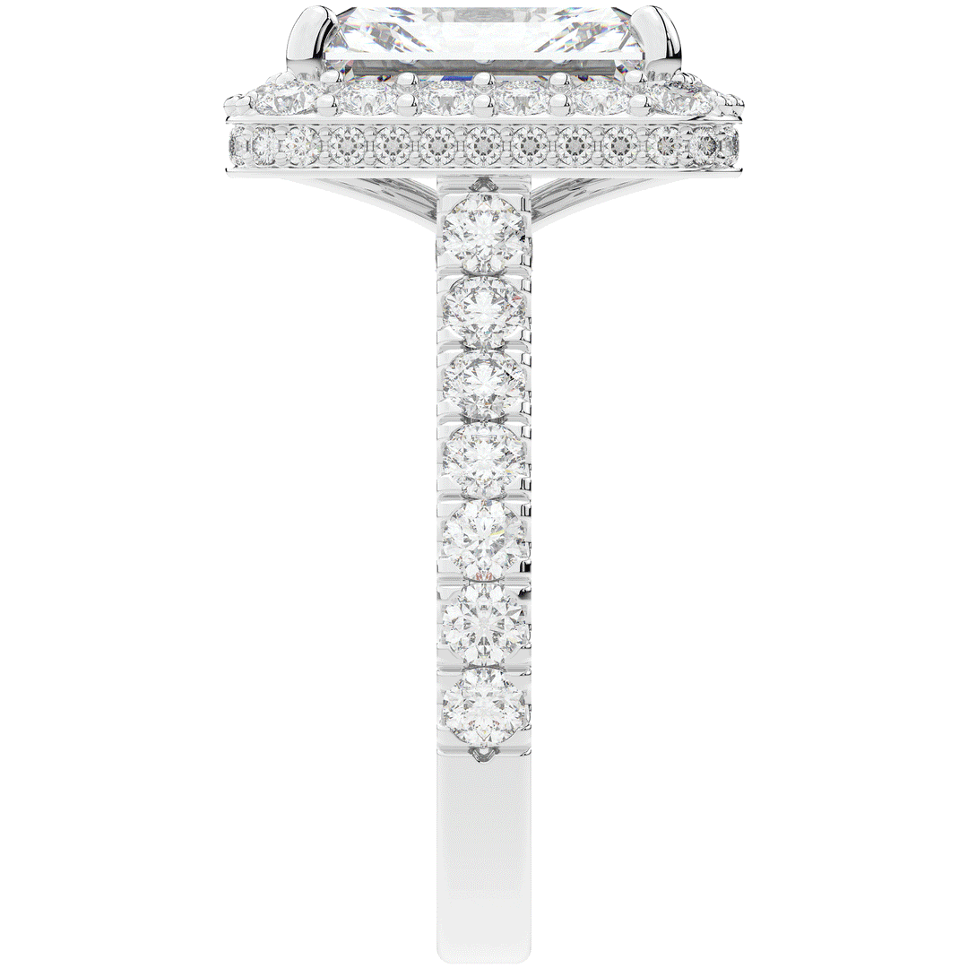 4.50CT.TW RADIANT LAB DIAMOND HALO ENGAGEMENT RING - Nazarelle