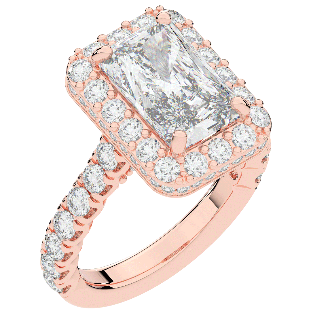 4.50CT.TW RADIANT LAB DIAMOND HALO ENGAGEMENT RING - Nazarelle