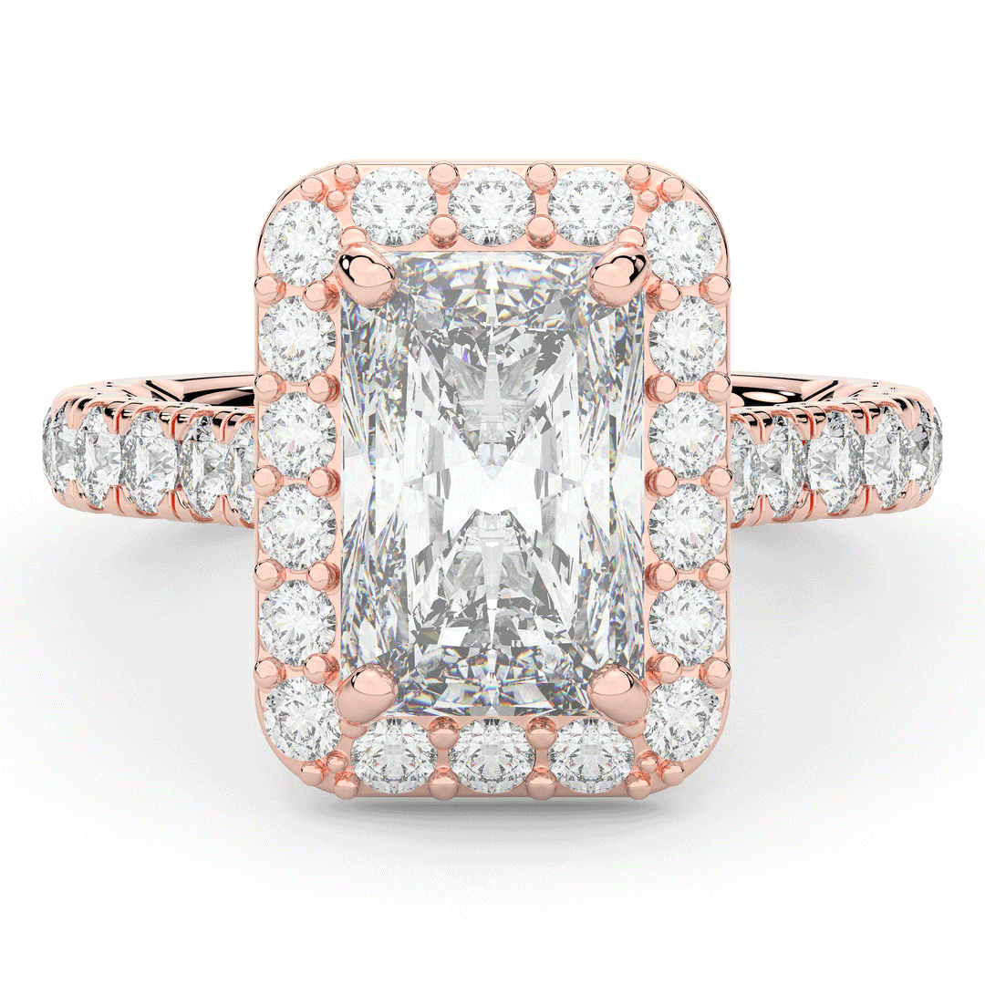 4.50CT.TW RADIANT LAB DIAMOND HALO ENGAGEMENT RING - Nazarelle
