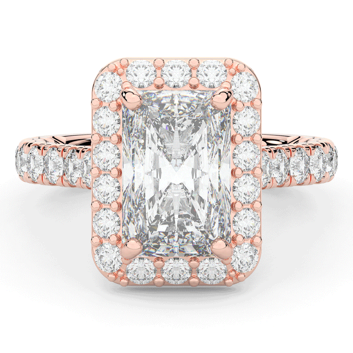 4.50CT.TW RADIANT LAB DIAMOND HALO ENGAGEMENT RING - Nazarelle