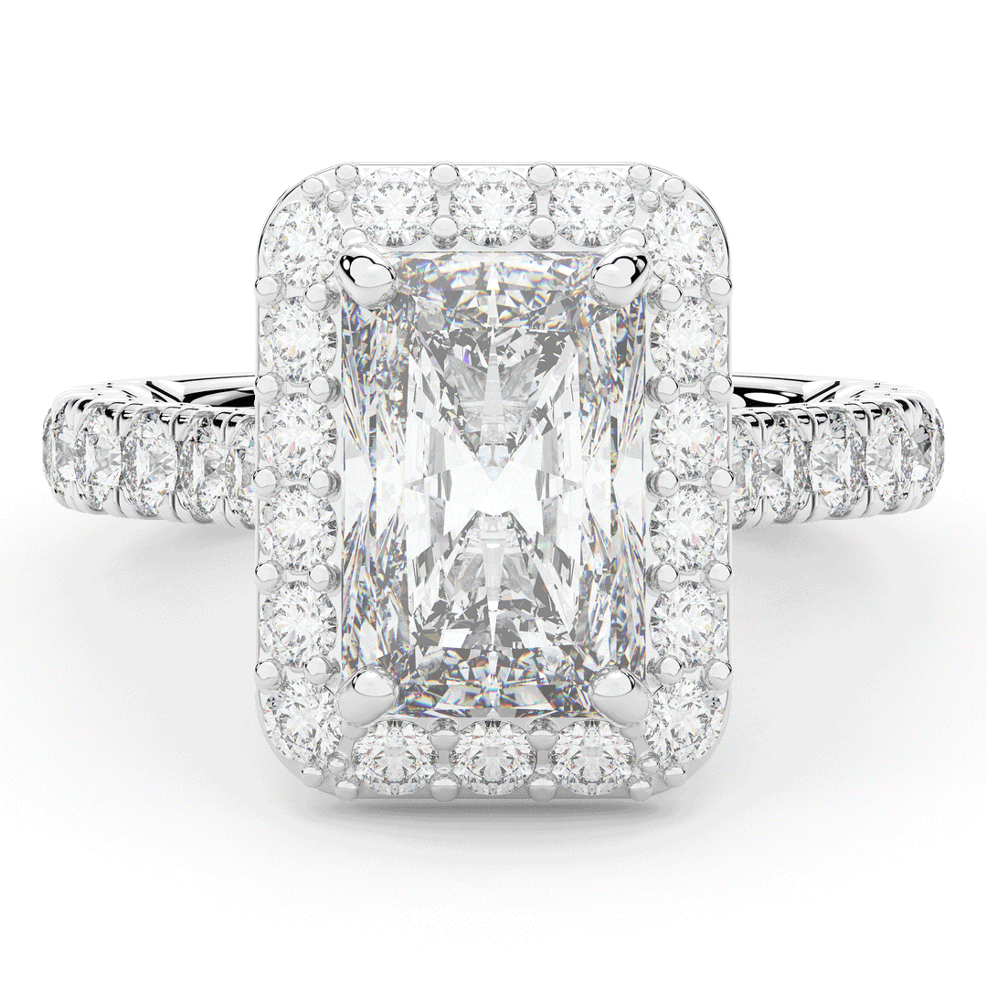 4.50CT.TW RADIANT LAB DIAMOND HALO ENGAGEMENT RING - Nazarelle