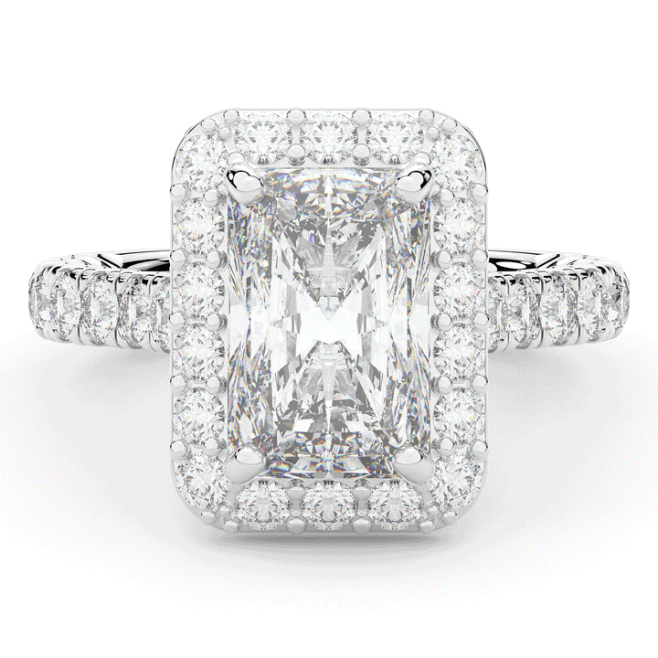 4.50CT.TW RADIANT LAB DIAMOND HALO ENGAGEMENT RING - Nazarelle