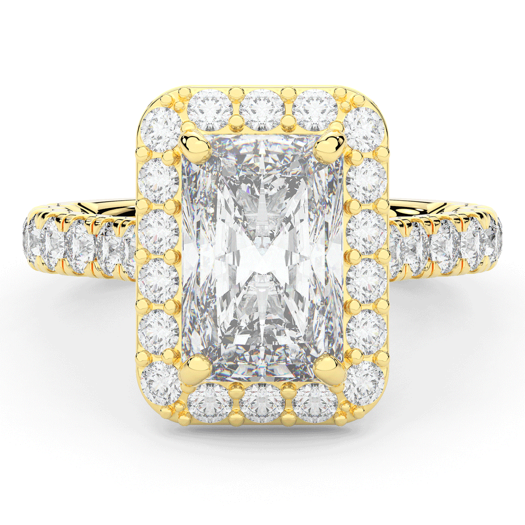 4.50CT.TW RADIANT LAB DIAMOND HALO ENGAGEMENT RING - Nazarelle