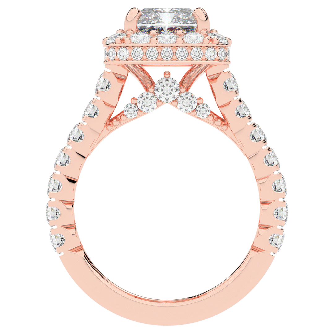 4.50CT.TW RADIANT LAB DIAMOND HALO ENGAGEMENT RING - Nazarelle