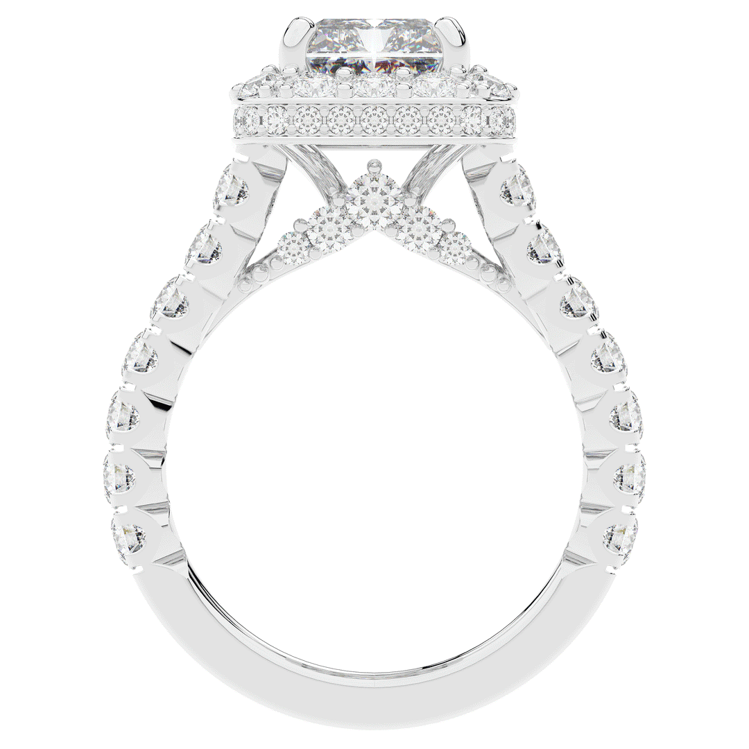 4.50CT.TW RADIANT LAB DIAMOND HALO ENGAGEMENT RING - Nazarelle