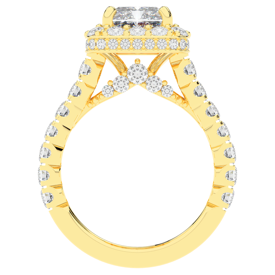 4.50CT.TW RADIANT LAB DIAMOND HALO ENGAGEMENT RING - Nazarelle