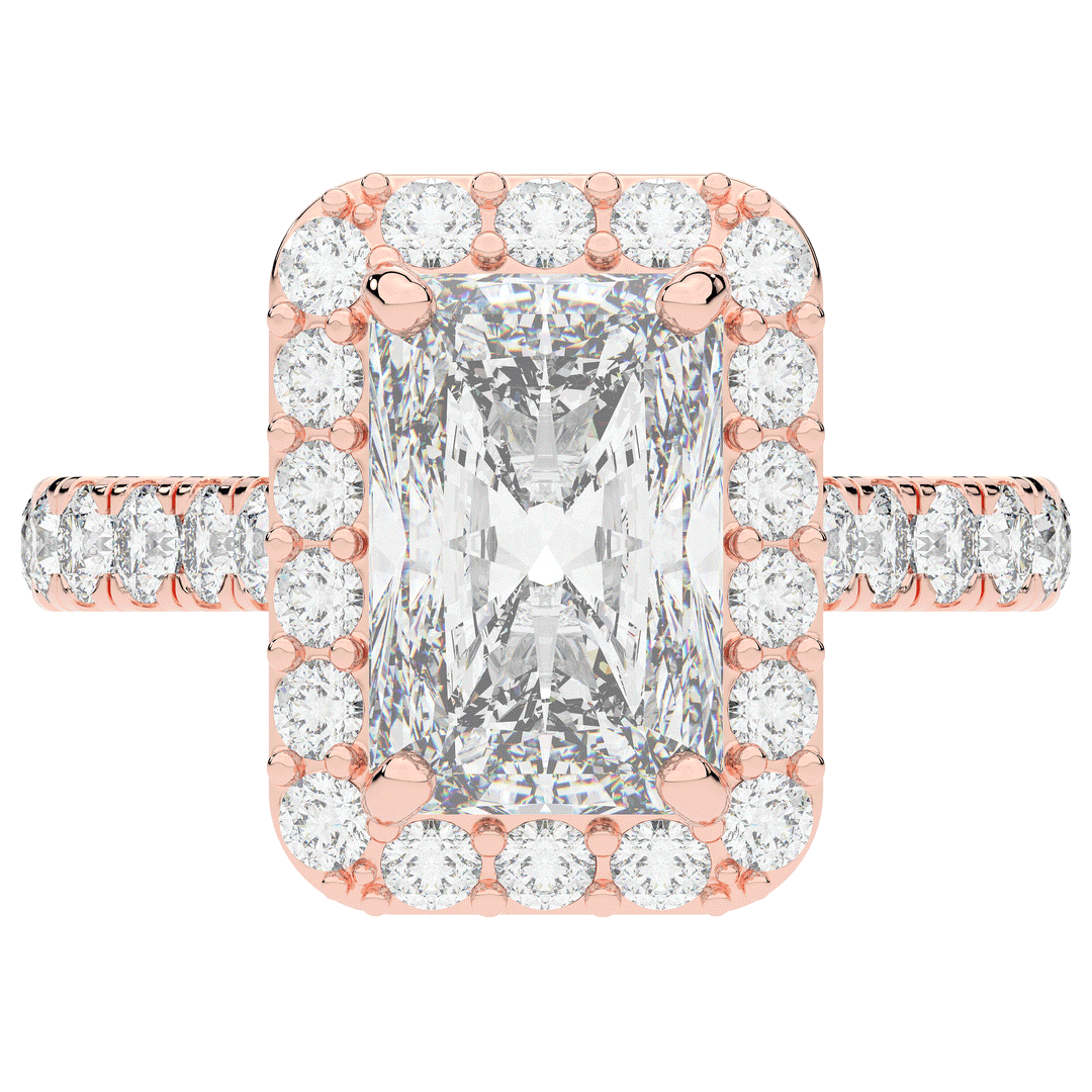 4.50CT.TW RADIANT LAB DIAMOND HALO ENGAGEMENT RING - Nazarelle