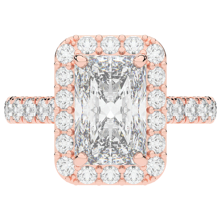 4.50CT.TW RADIANT LAB DIAMOND HALO ENGAGEMENT RING - Nazarelle