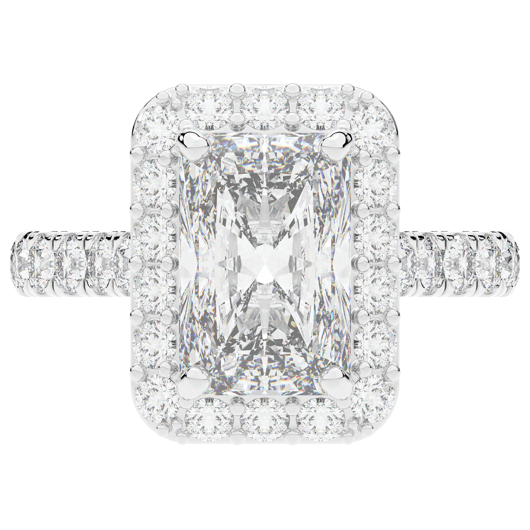 4.50CT.TW RADIANT LAB DIAMOND HALO ENGAGEMENT RING - Nazarelle