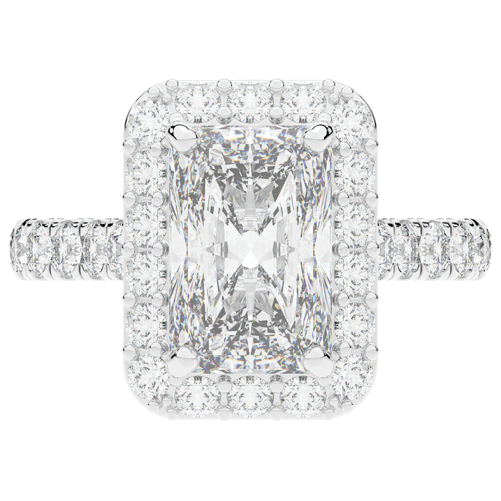 4.50CT.TW RADIANT LAB DIAMOND HALO ENGAGEMENT RING - Nazarelle