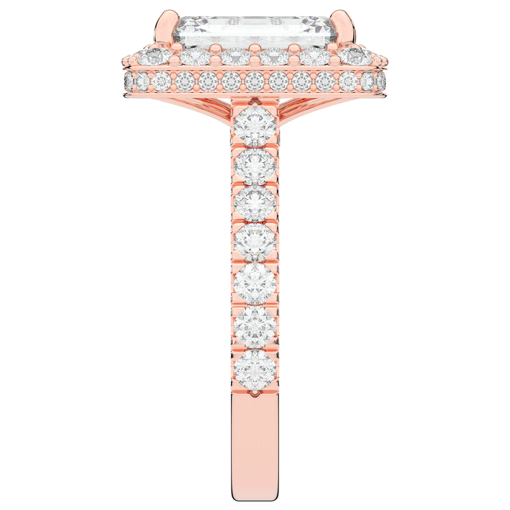 4.50CT.TW EMERALD CUT LAB DIAMOND HALO ENGAGEMENT RING - Nazarelle