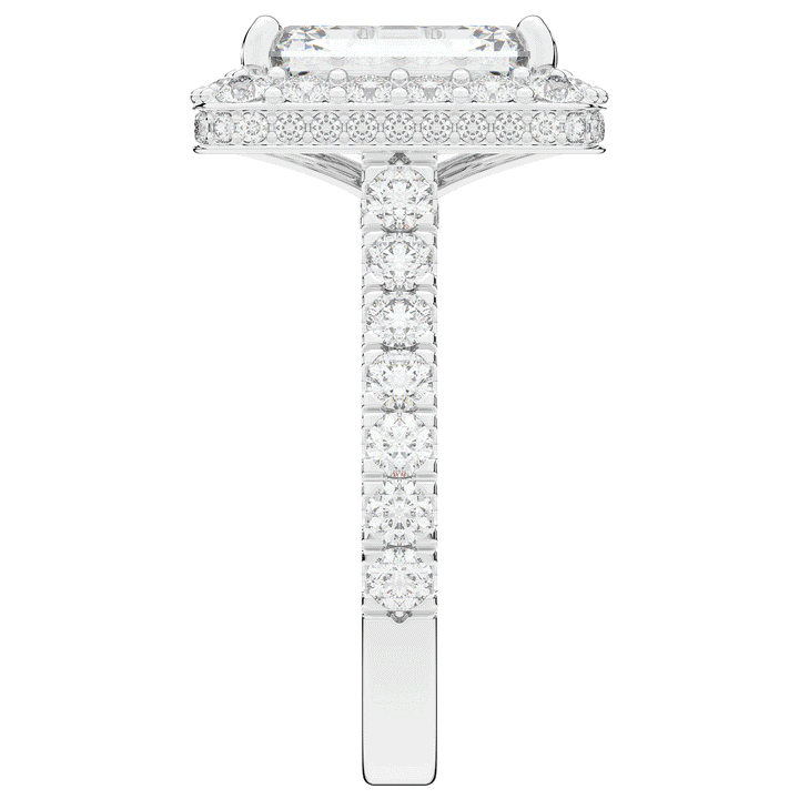 4.50CT.TW EMERALD CUT LAB DIAMOND HALO ENGAGEMENT RING - Nazarelle