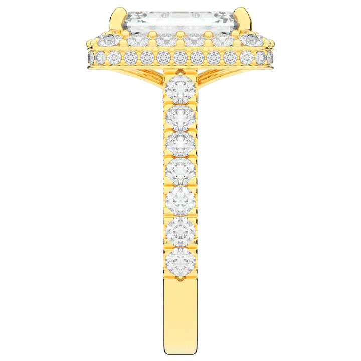 4.50CT.TW EMERALD CUT LAB DIAMOND HALO ENGAGEMENT RING - Nazarelle