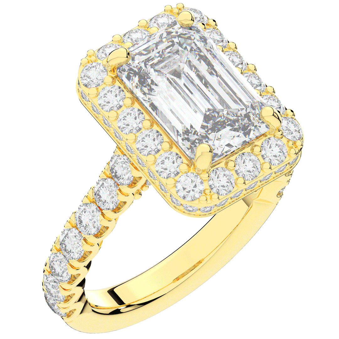 4.50CT.TW EMERALD CUT LAB DIAMOND HALO ENGAGEMENT RING - Nazarelle
