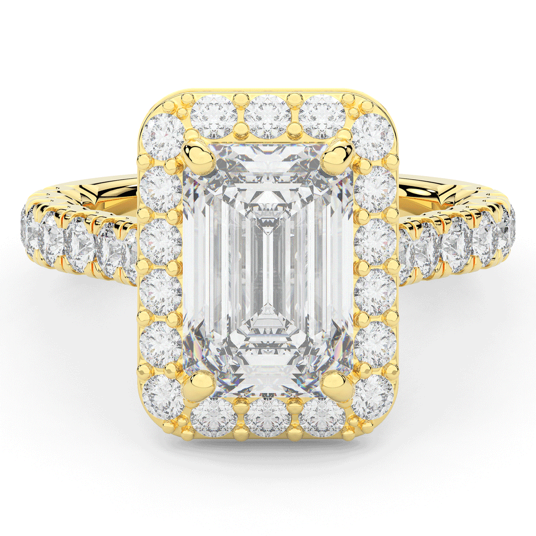 4.50CT.TW EMERALD CUT LAB DIAMOND HALO ENGAGEMENT RING - Nazarelle