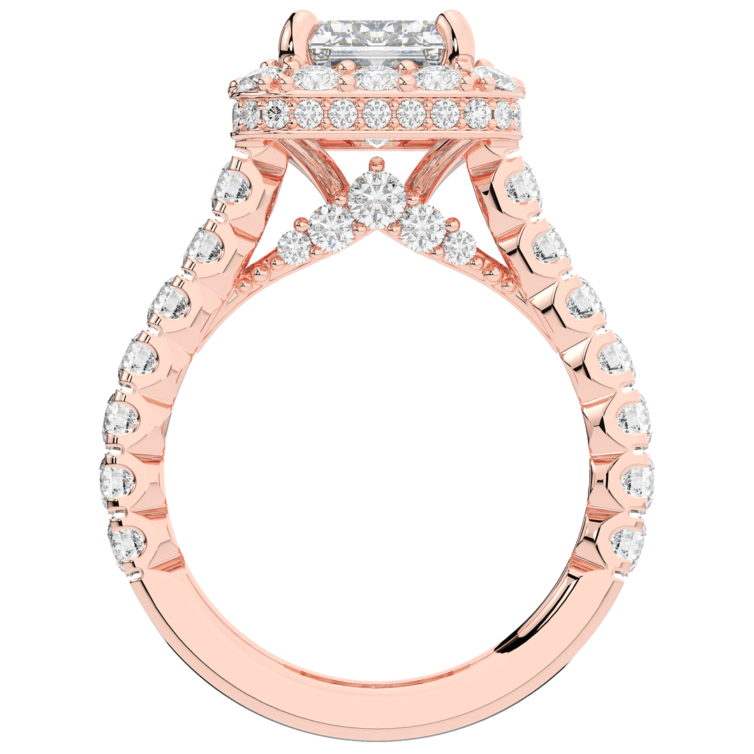 4.50CT.TW EMERALD CUT LAB DIAMOND HALO ENGAGEMENT RING - Nazarelle