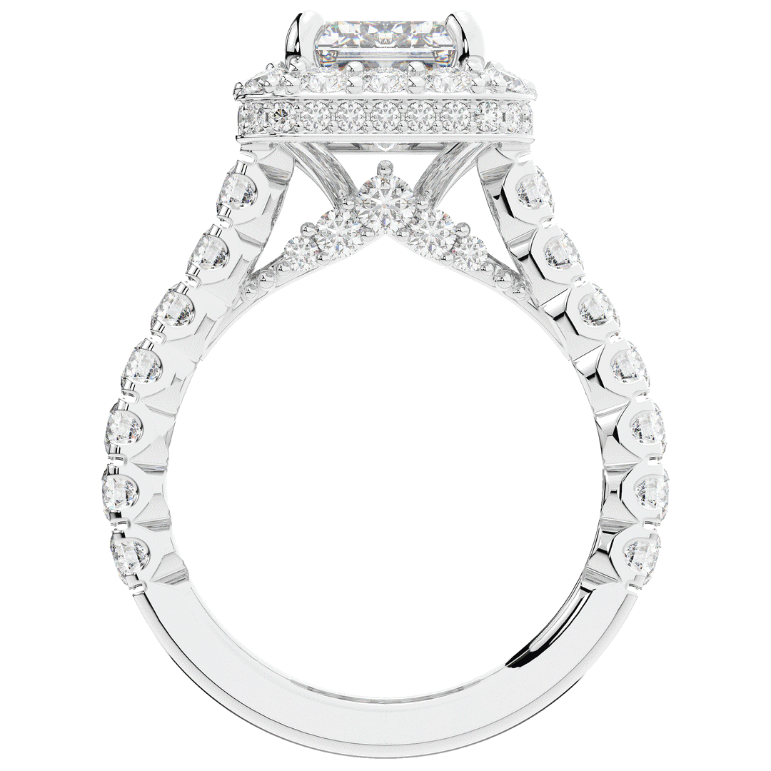 4.50CT.TW EMERALD CUT LAB DIAMOND HALO ENGAGEMENT RING - Nazarelle
