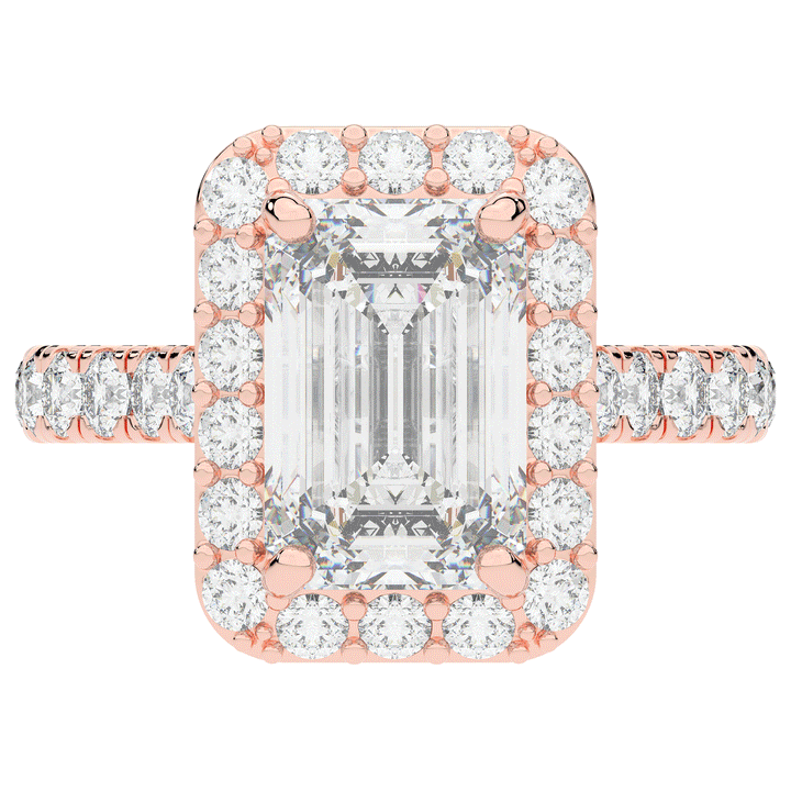 4.50CT.TW EMERALD CUT LAB DIAMOND HALO ENGAGEMENT RING - Nazarelle