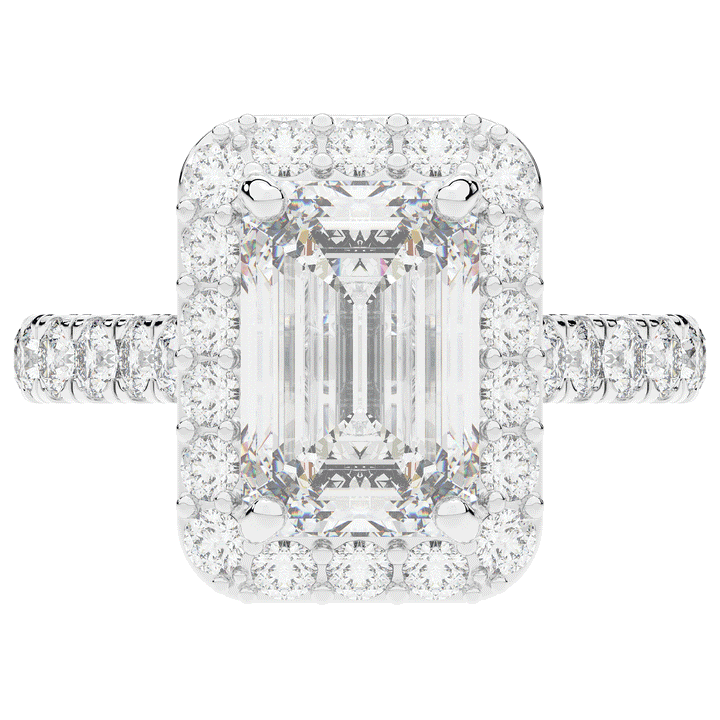 4.50CT.TW EMERALD CUT LAB DIAMOND HALO ENGAGEMENT RING - Nazarelle