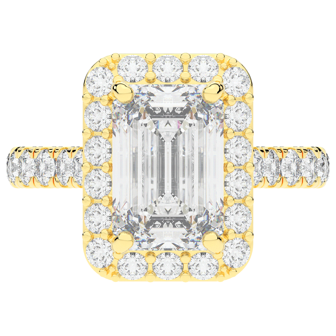 4.50CT.TW EMERALD CUT LAB DIAMOND HALO ENGAGEMENT RING - Nazarelle