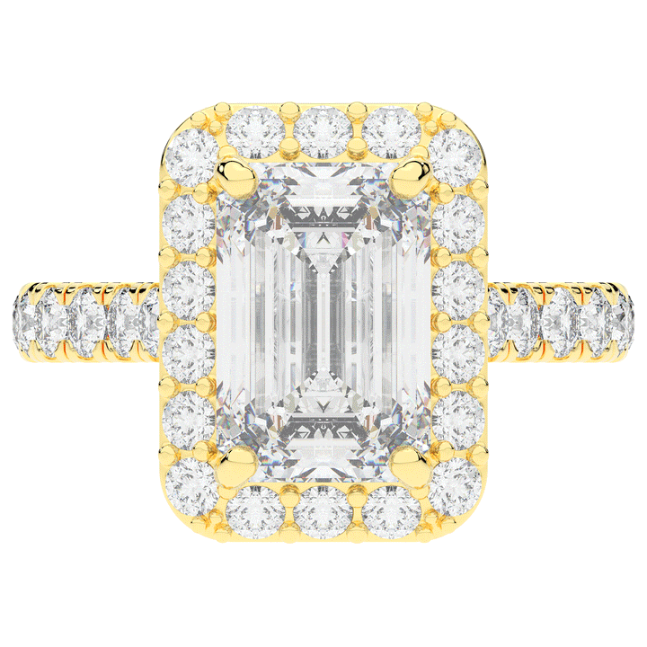 4.50CT.TW EMERALD CUT LAB DIAMOND HALO ENGAGEMENT RING - Nazarelle