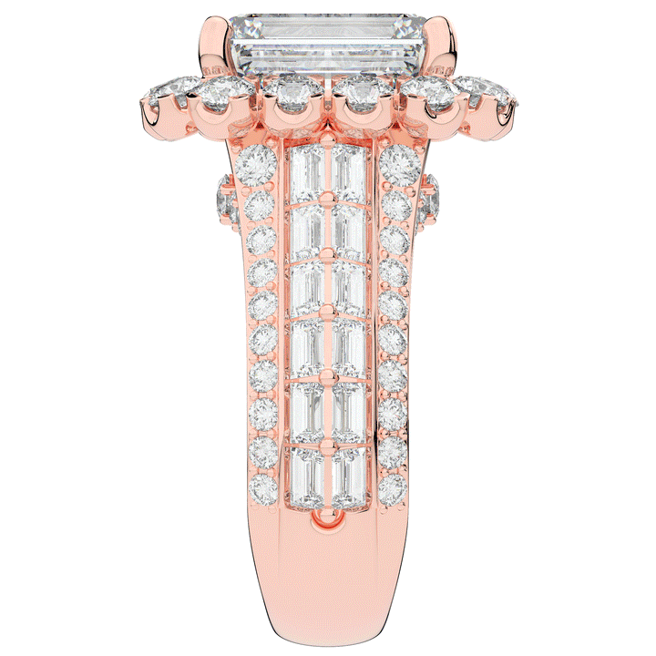 8.00CT.TW EMERALD CUT LAB DIAMOND HALO ENGAGEMENT RING - Nazarelle