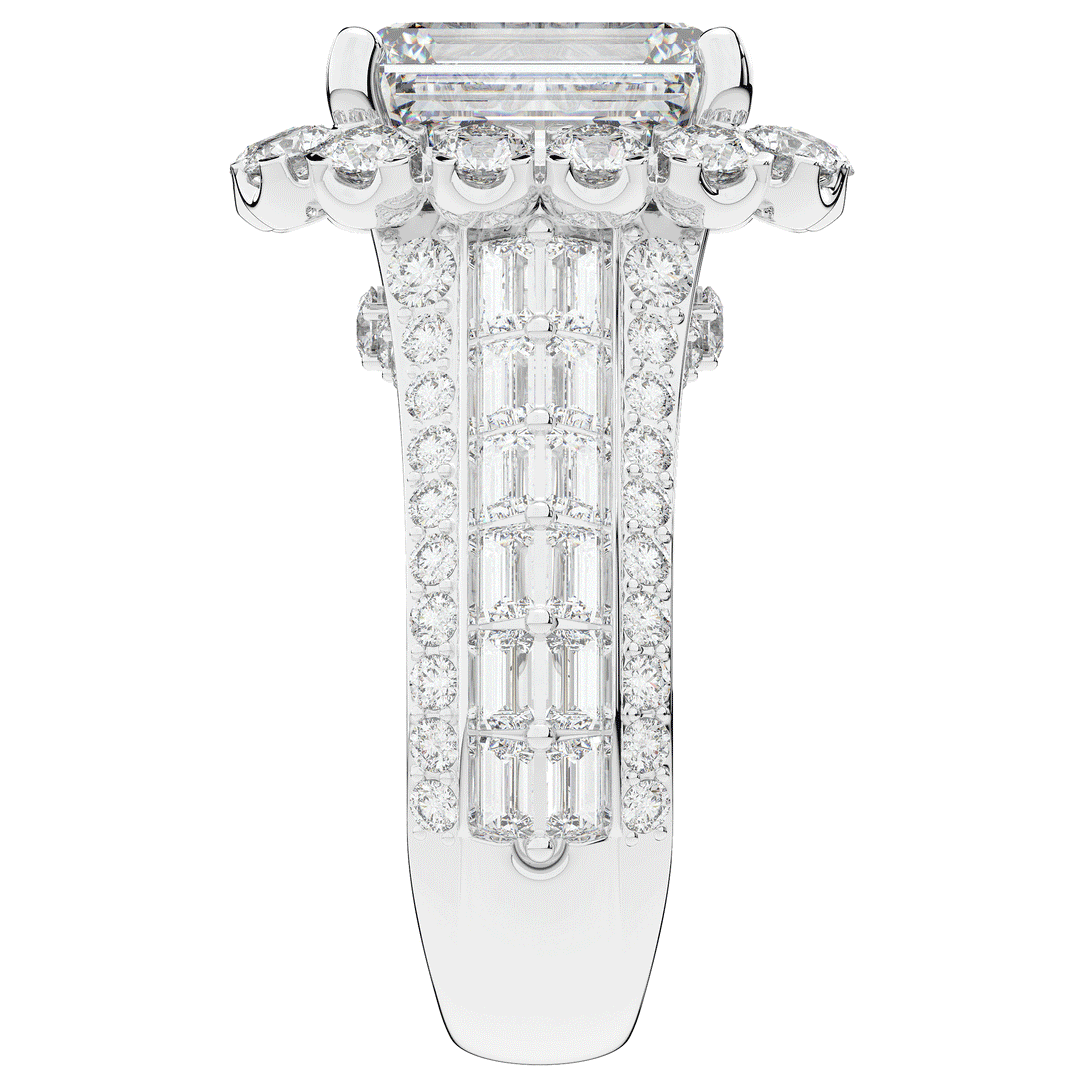 8.00CT.TW EMERALD CUT LAB DIAMOND HALO ENGAGEMENT RING - Nazarelle
