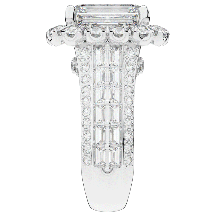 8.00CT.TW EMERALD CUT LAB DIAMOND HALO ENGAGEMENT RING - Nazarelle