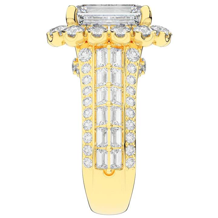 8.00CT.TW EMERALD CUT LAB DIAMOND HALO ENGAGEMENT RING - Nazarelle