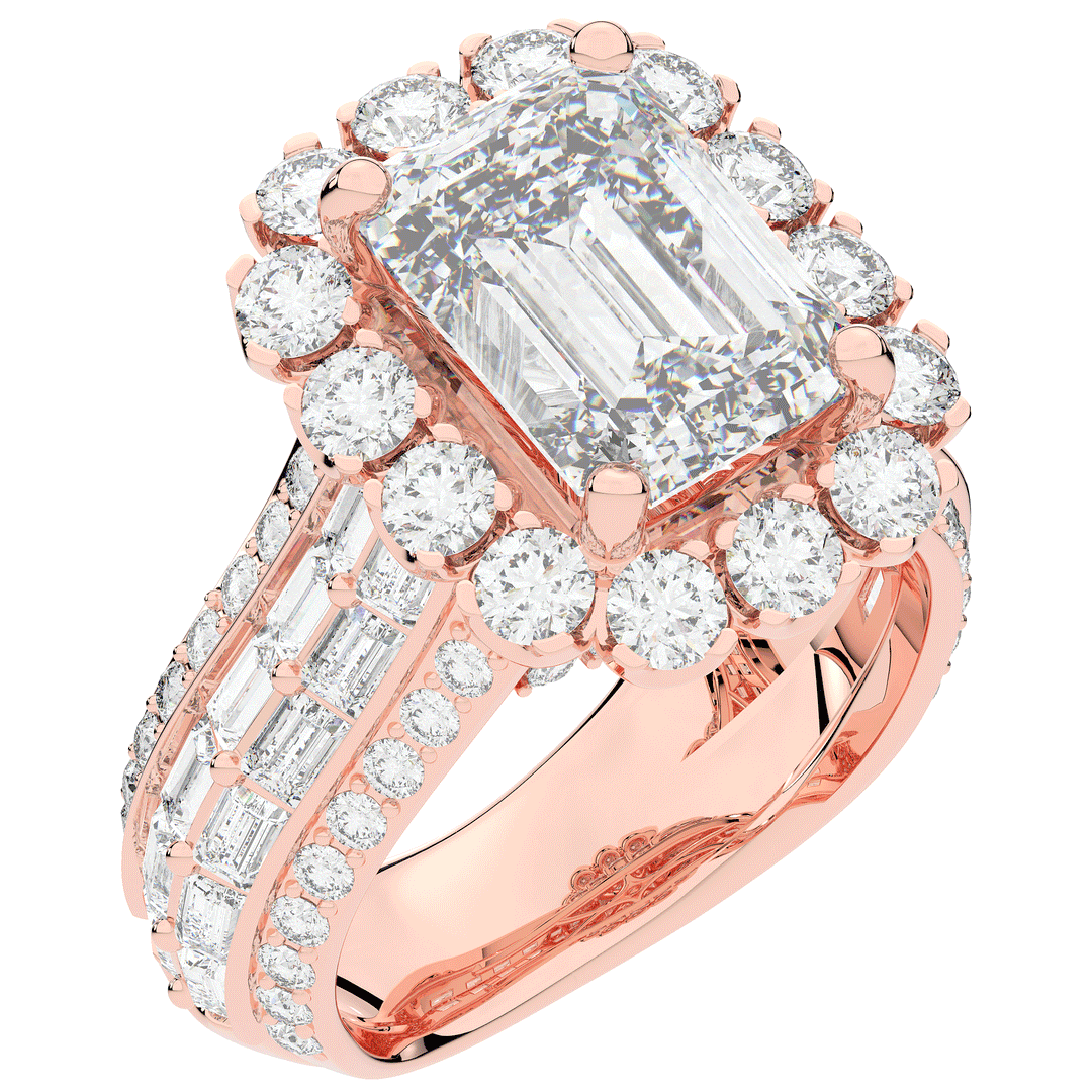 8.00CT.TW EMERALD CUT LAB DIAMOND HALO ENGAGEMENT RING - Nazarelle