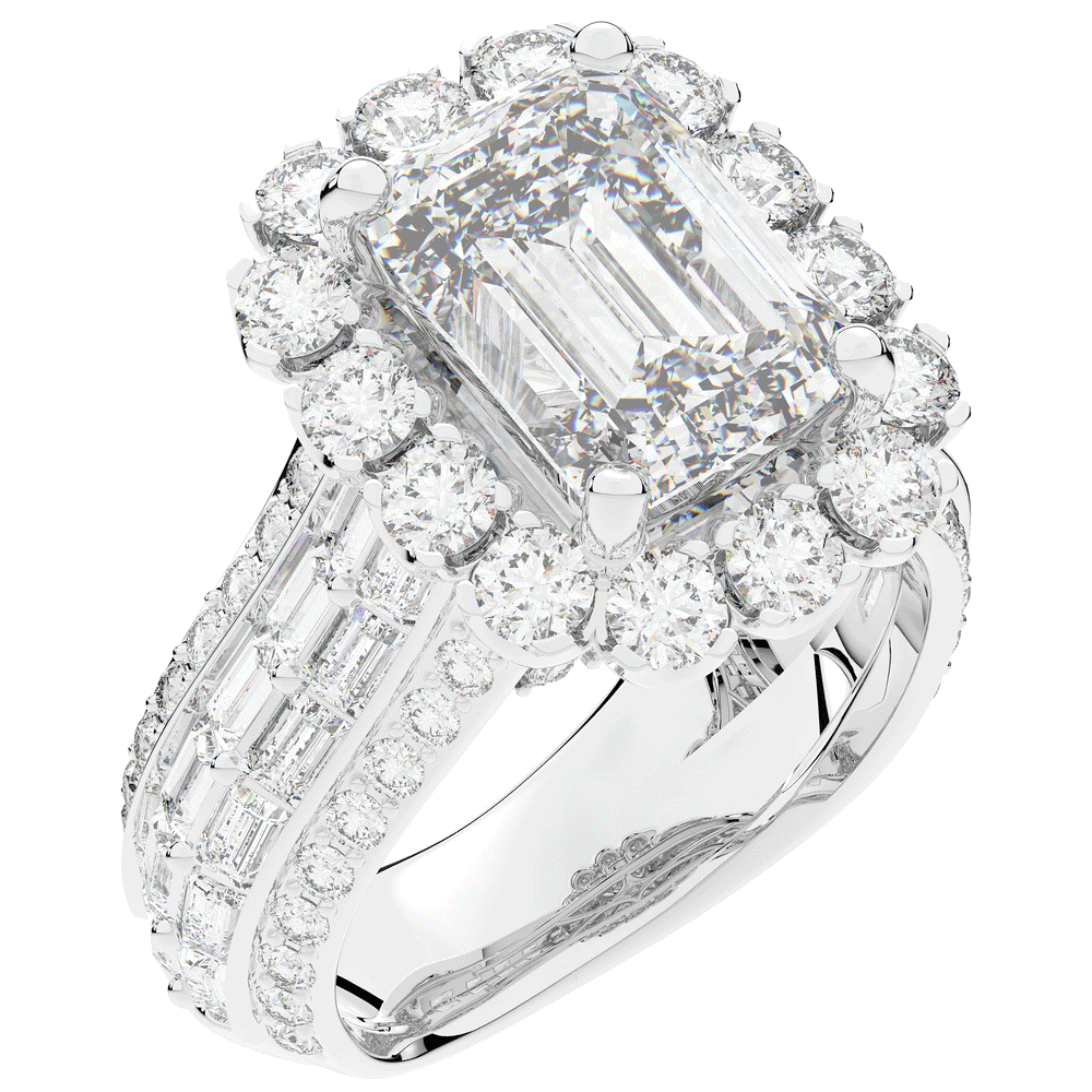 8.00CT.TW EMERALD CUT LAB DIAMOND HALO ENGAGEMENT RING - Nazarelle