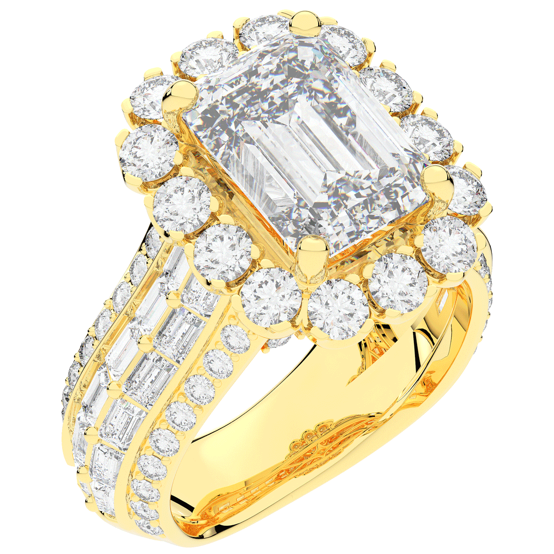 8.00CT.TW EMERALD CUT LAB DIAMOND HALO ENGAGEMENT RING - Nazarelle