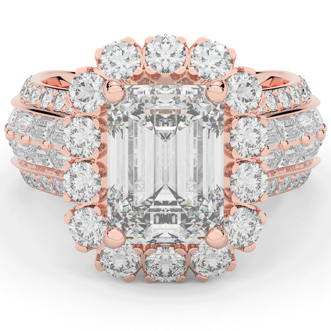 8.00CT.TW EMERALD CUT LAB DIAMOND HALO ENGAGEMENT RING - Nazarelle
