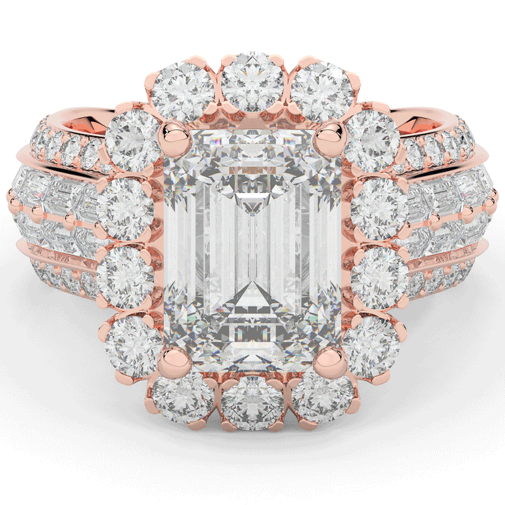 8.00CT.TW EMERALD CUT LAB DIAMOND HALO ENGAGEMENT RING - Nazarelle